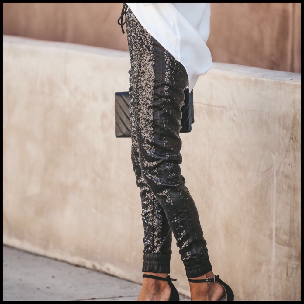 Satin & Sequin Joggers - Picture 3 of 5